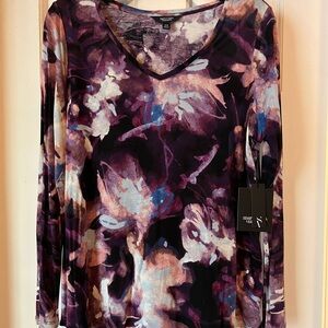 Simply Vera Vera Wang Purple Graphic Long Sleeve Blouse